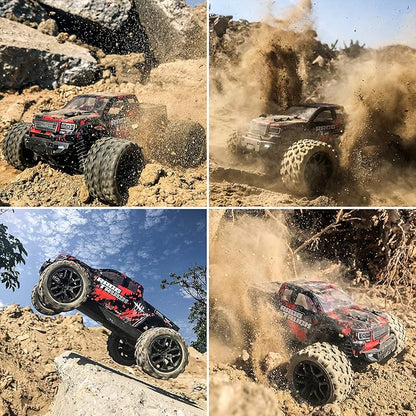 HAIBOXING 1:18 Scale All Terrain RC Car 36KM/H High Speed 4WD Electric Vehicle2.4 GHz Radio Controller Included 2 Batteries and A ChargerWaterproof Off-Road Truck (Red)