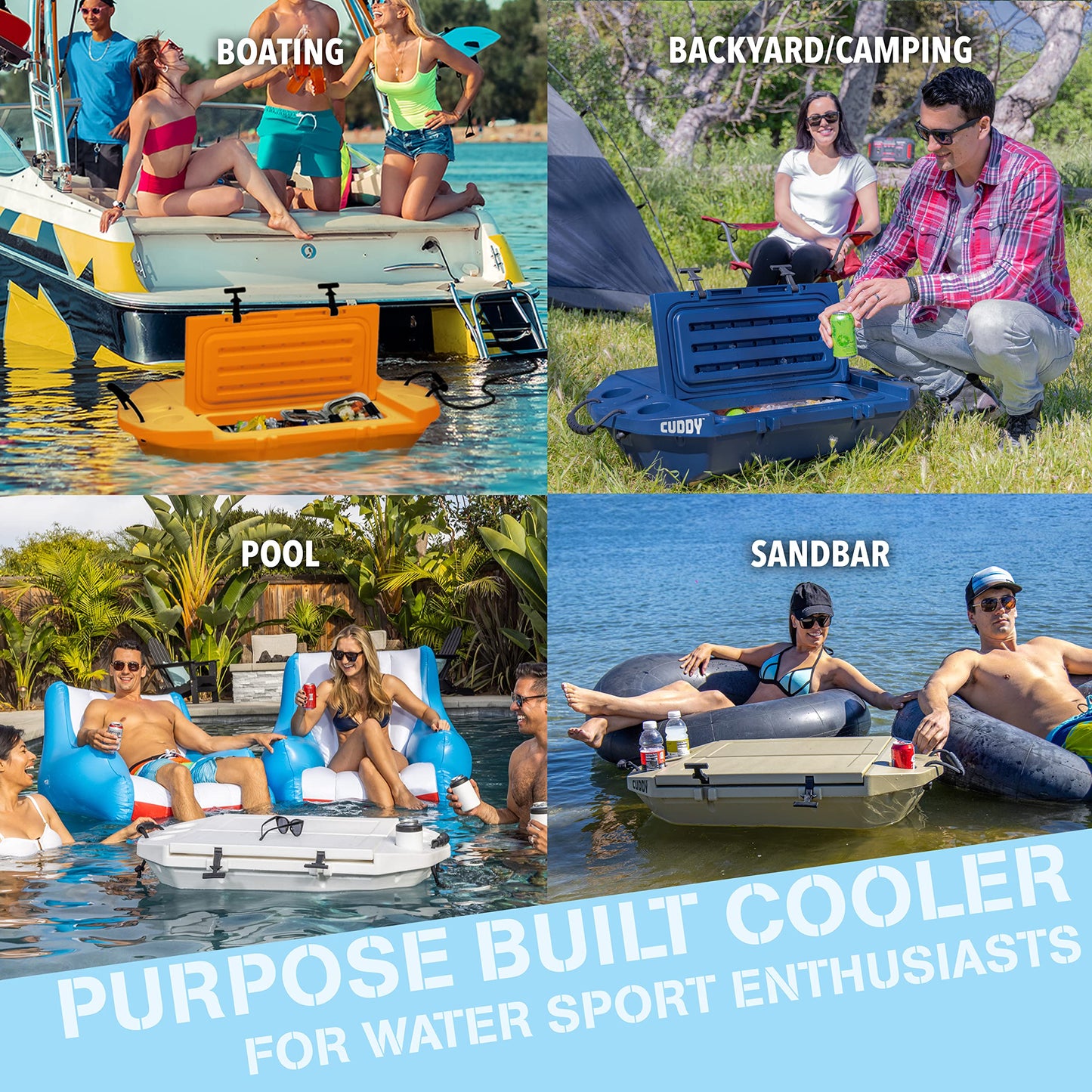 GoSports Outdoors Cuddy Floating Cooler and Dry Storage Vessel - 40QT - Amphibious Hard Shell Design, Tan