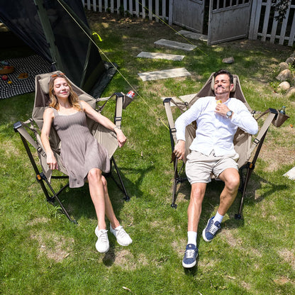 Timber Ridge Hammock Camping Chair with Adjustable Backrest, Portable Hammock Chair Supports 300lbs, Swinging Camping Folding Chairs for Lawn, Travelling and Patio, Tan 2 Pack