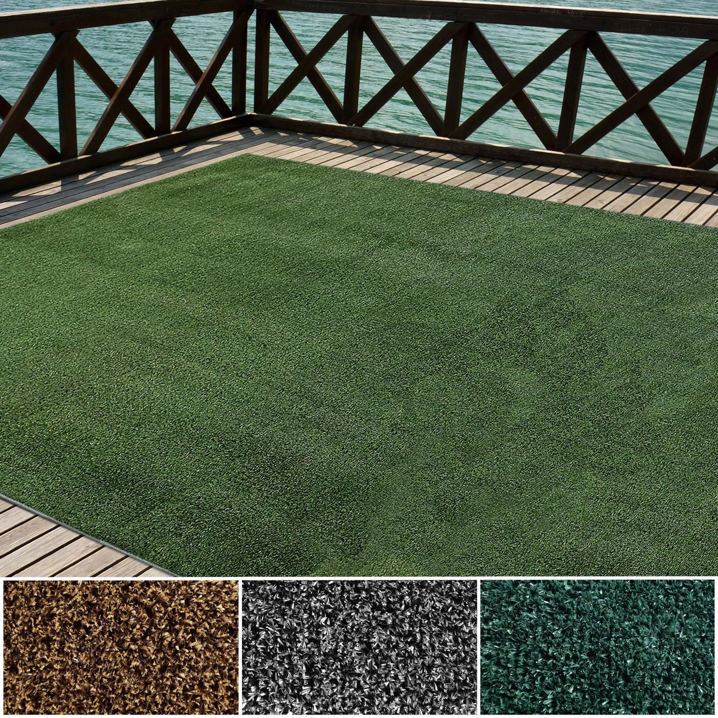 iCustomRug Synthetic Grass Rug – 12 x 15ft Lawn Green Turf Carpet for Patios, Yards, Boats, Camping – Indoor/Outdoor Use