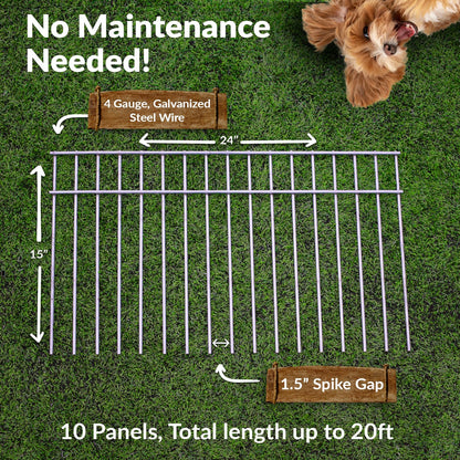 Dig Defence Original Animal Barrier Fence - X-Large Decorative Garden Fence, Outdoor No Dig Fence for Dogs and Rabbits, Yard and Patio - 24”(L) x 15”(H), 10 Pack