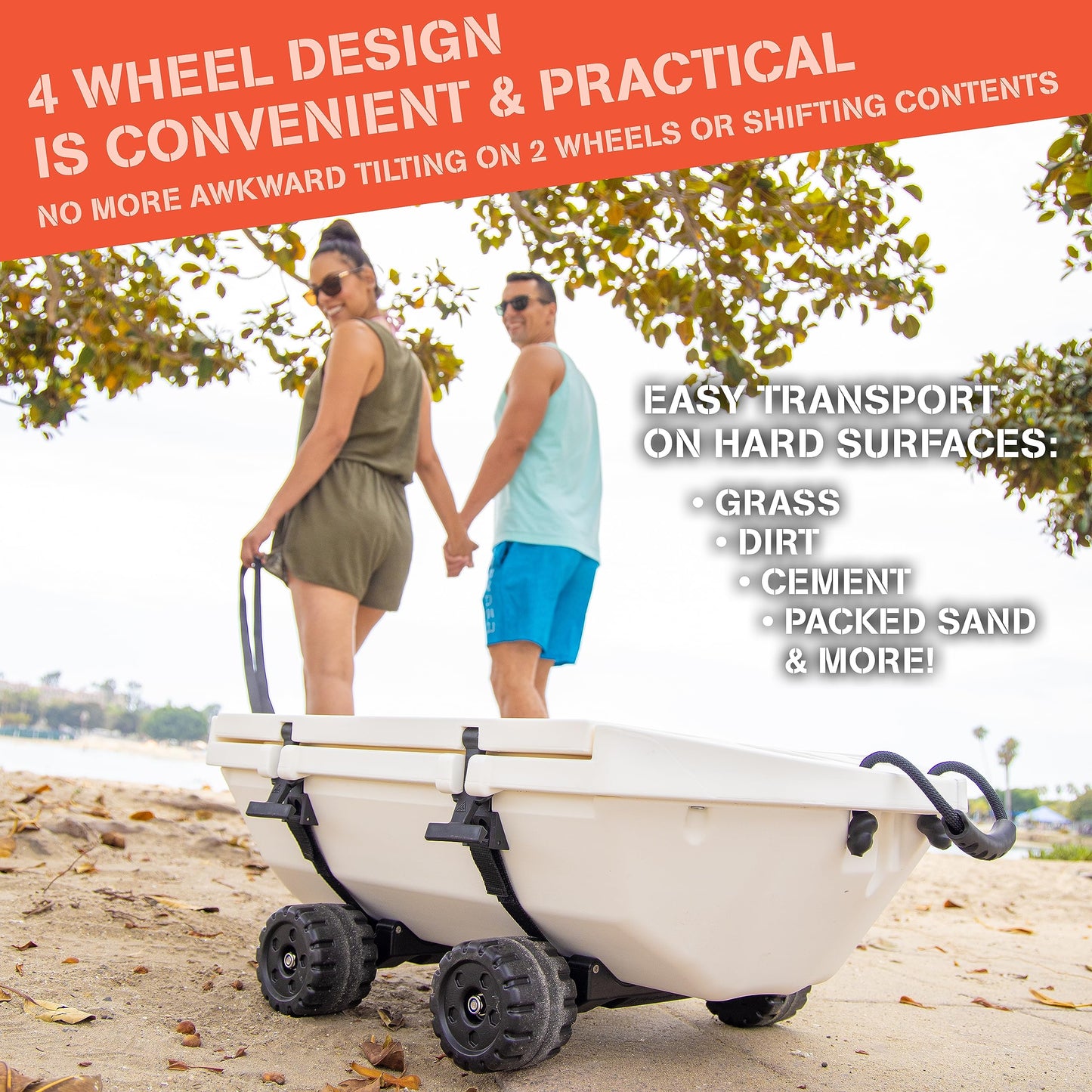 Cuddy Crawler Cooler with Wheels – 40 QT Amphibious Floating Cooler and Dry Storage Vessel - White