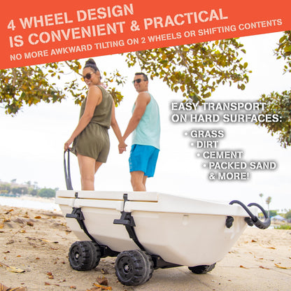 Cuddy Crawler Cooler with Wheels – 40 QT Amphibious Floating Cooler and Dry Storage Vessel - White