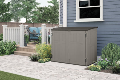 Craftsman Horizontal Shed, Compact Outdoor Storage System, 34 Cu. Ft. Capacity, Made in USA - Lockable Multi-Wall Resin Organizer for Garbage Cans, Garden Tools, Bins, Bikes and Yard Equipment