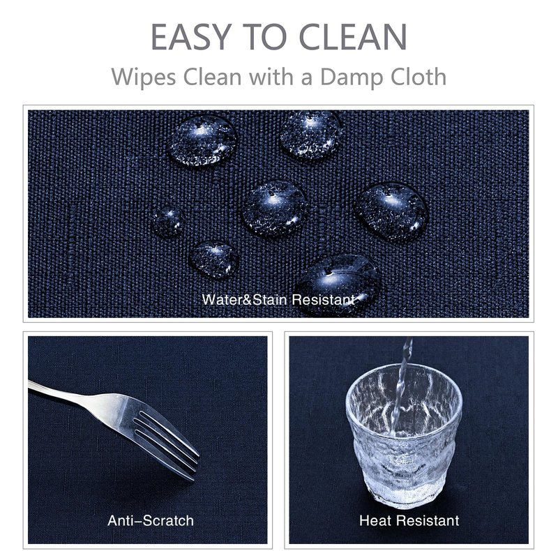 Veblandy Rectangle Tablecloth Waterproof 60x120 inch Linen Textured Table Cloth Stain and Wrinkle Resistant Washable, Decorative Fabric Table Cover for Dining, Party and Camping, Navy Blue