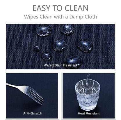 Veblandy Rectangle Tablecloth Waterproof 60x84 inch Linen Textured Table Cloth Stain and Wrinkle Resistant Washable, Decorative Fabric Table Cover for Dining, Party and Camping, Navy Blue