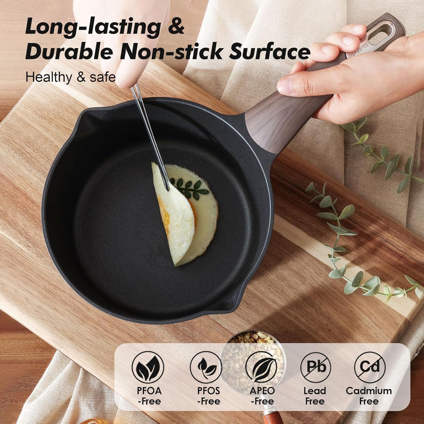 SENSARTE Nonstick Saucepan Set - 2.0 & 3.0 Quart Cooking Pots with Lid | Induction Compatible, Easy to Clean, PFOA Free