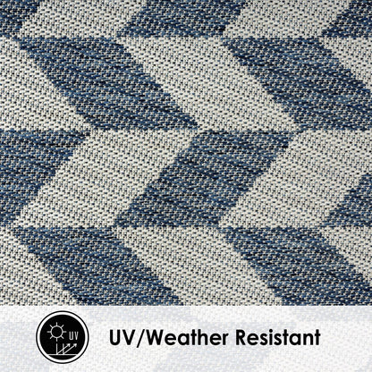 Nicole Miller New York Patio Country Calla Contemporary Herringbone Indoor/Outdoor Area Rug, Blue/Cream, 7'9"x10'2"