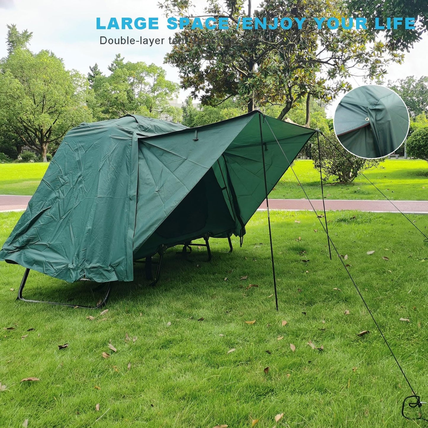 HI SUYI Tent Cot Folding Off The Ground Waterproof Camping Sleeping Bed with Rain Cover