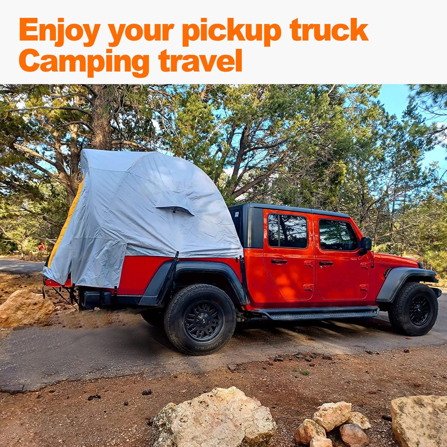 Pickup Truck Bed Tent, Gladiator Truck Tent 5.5ft with Removable Rainfly and Carrying Case, Pickup for 5-5.5ft Bed for Jeep Gladiator Full-Size Compact