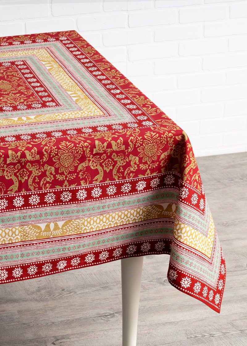 Maison d' Hermine Table Cloth Square Table 100% Cotton 60 x 60 Inches Fall Tablecloth Reusable Everyday Use for Thanksgiving Christmas Decorations Dining Farmhouse Party (Sofia)