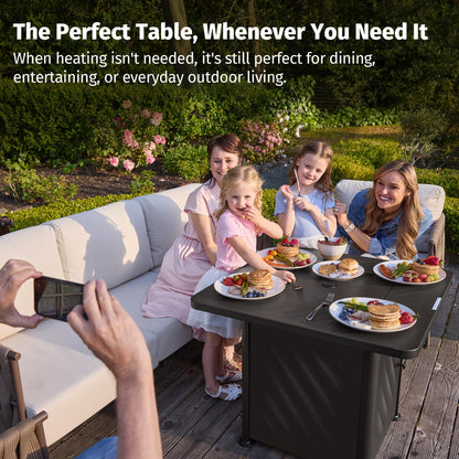 East Oak 28” Outdoor Propane Fire Pit Table | 52,000 BTU Gas Fire Pit for 2-4 People with Space-Saving Hock Lid, Mesh Pocket & Lava Rocks | CSA Certified Safe for Patio, Deck, Backyard, Black
