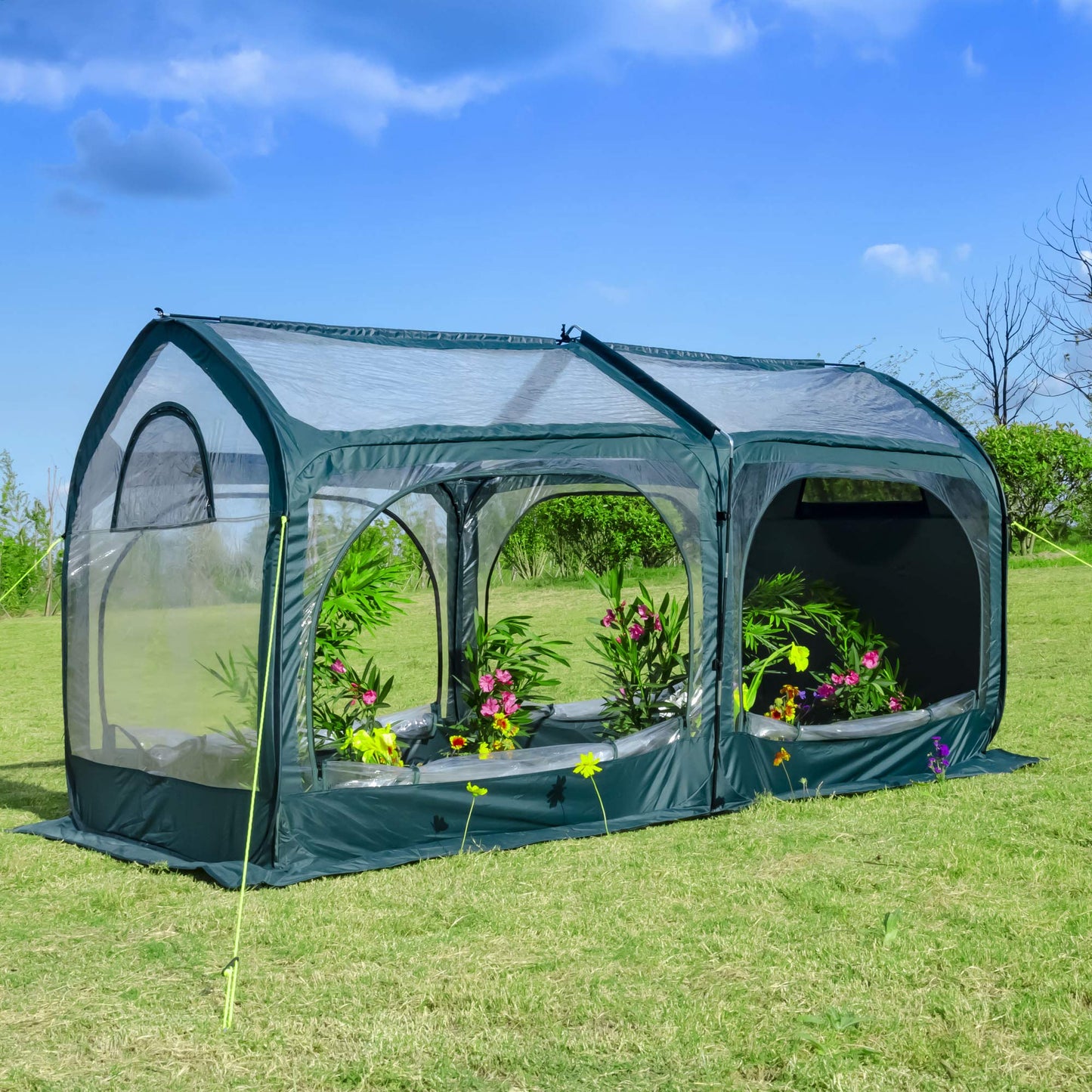 porayhut Pop Up Greenhouse Cover Flower House Mini Gardening Plant Flower Sunshine Room,Backyard PVC Cover for Cold Frost Protector Gardening Plants（98''Long Tunnel Greenhouse Tent ）