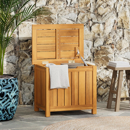 Christopher Knight Home Kensy Acacia Wood Outdoor Storage Box, 30 Gallons Wooden Patio Deck Box, Garden Backyard Tool Storage, Outdoor Storage Container for Patio Furniture Cushion, Teak Finish