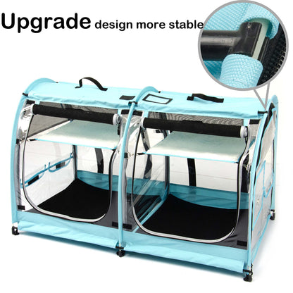 Mispace Portable 2 Pet Carriers for Cats Collapsible Cat Condo for Car Travel Pet Kennel Show Cages with Portable Carry Bag Hammocks Mats and Litter Box
