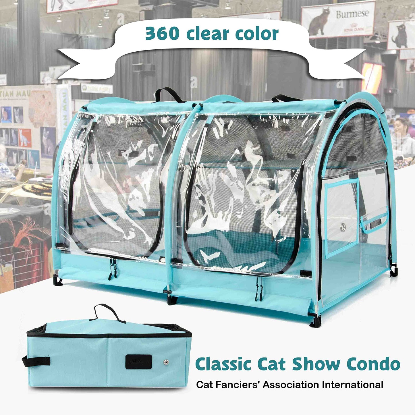 Mispace Portable 2 Pet Carriers for Cats Collapsible Cat Condo for Car Travel Pet Kennel Show Cages with Portable Carry Bag Hammocks Mats and Litter Box