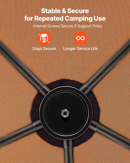 VEVOR Camping Tent, 6 Person Pop Up Instant Cabin Tent with Rainfly, Mesh Side & Top Windows, 60 Second Easy Setup, Portable Waterproof Cabin Hub Tents with Carry Bag for Family Outdoor Camping Hiking