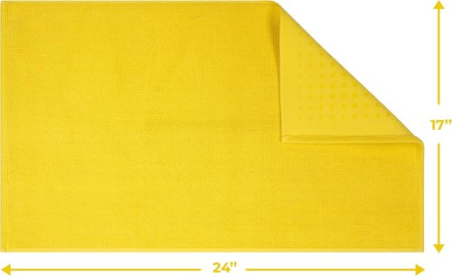 Cotton Paradise Non-Slip Bath Mat - 100% Cotton, Soft & Absorbent, 17x24 Inch, Quick Dry - Yellow