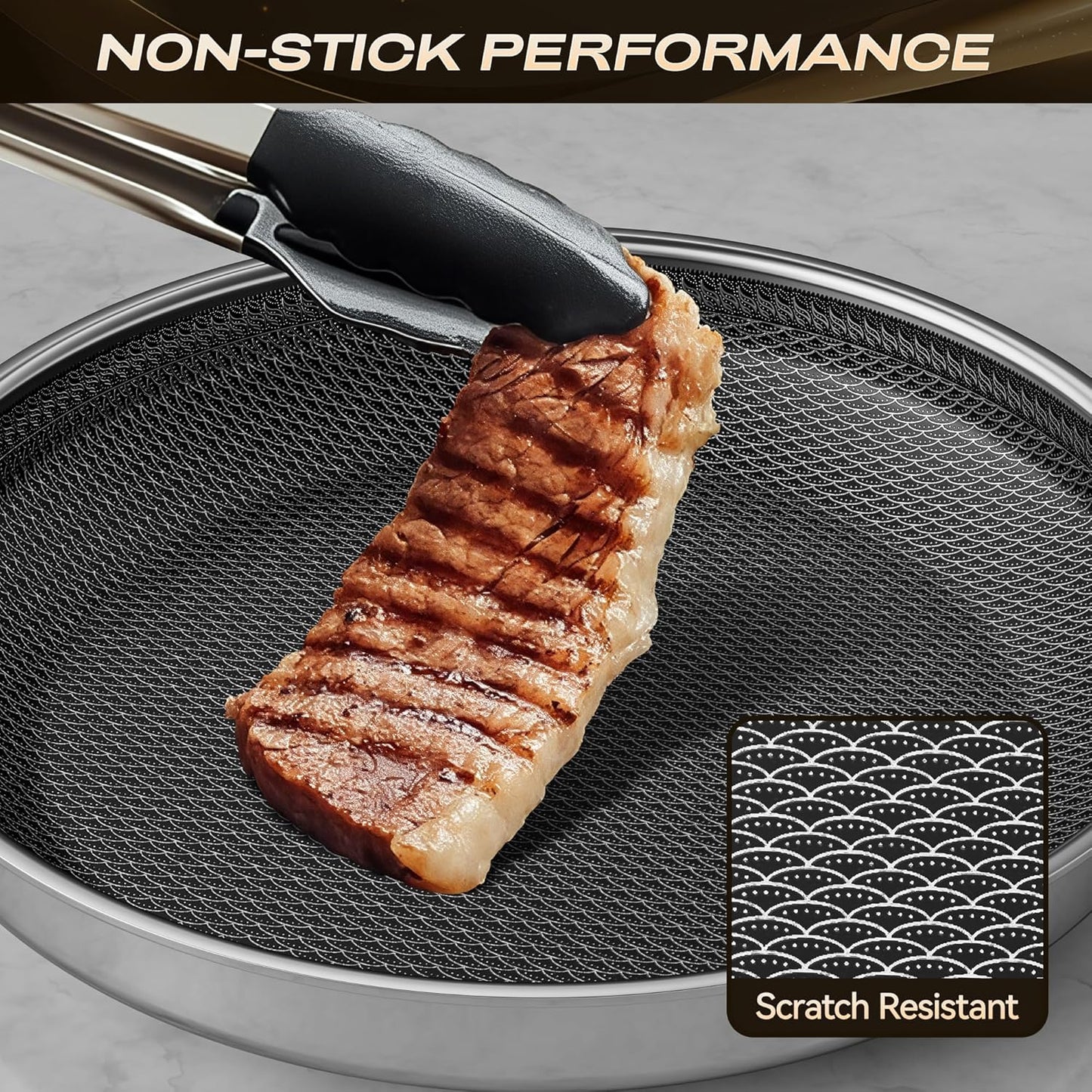 Skiennix 12-Inch Hybrid Nonstick Frying Pan - Stay-Cool Handle, Dishwasher-Safe & Oven-Safe Up to 600°F