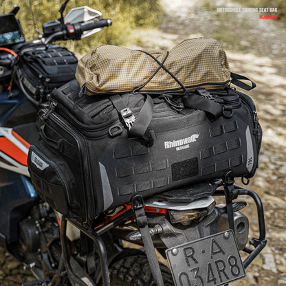 abamita Motorcycle Tail Bag Expandable 50-70L Travel Luggage with Rain Cover Backpack & Molle System-Black