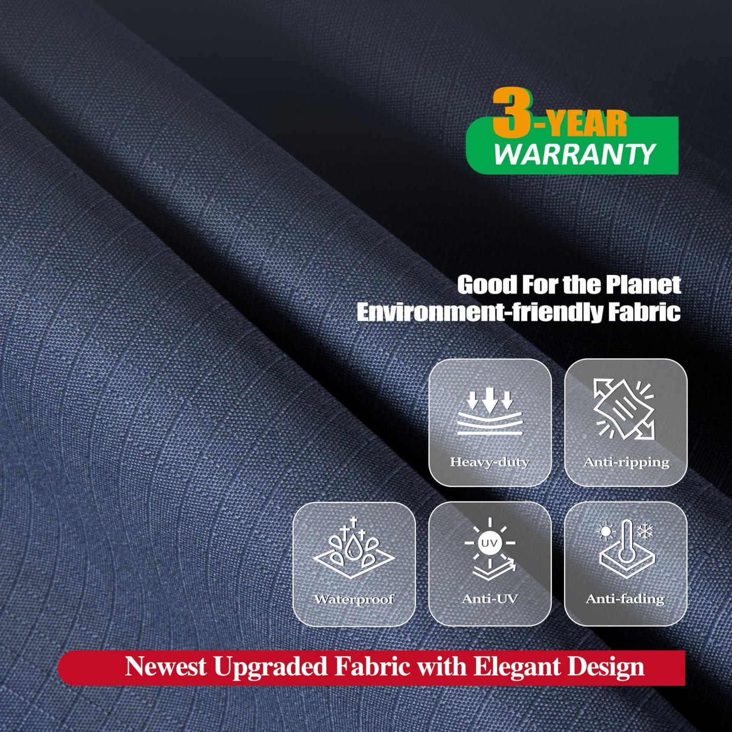 F&J Outdoors Heavy Duty Waterproof Anti-UV Rip-stop Fabric Extra Large Patio Furniture Covers, Grey, 180"x96"x36"