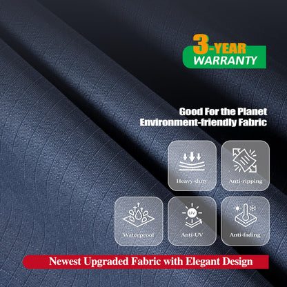 F&J Outdoors Heavy Duty Waterproof Anti-UV Rip-stop Fabric Extra Large Patio Furniture Covers, Grey, 180"x96"x36"