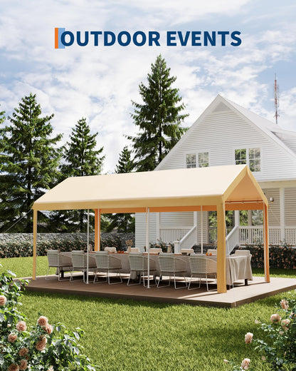 GAOMON 10X20 Carport, Heavy Duty Carport,Car Canopy Garage Boat Shelter Party Tent, Waterproof Portable Car Canopy for Truck, Boat, SUV，Grey/Yellow