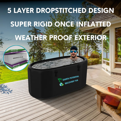 Recovery Tub – XL Inflatable Ice Bath for Cold Water Therapy & Muscle Recovery | Durable, Leak-Proof Cold Plunge Tub for Athletes | Ice Plunge Bath with Chiller Connections | Insulated Cover