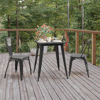 Flash Furniture Declan Commercial Outdoor Dining Table, All Weather Poly Resin Top with Steel Base, 23.75" Square, Black/Black