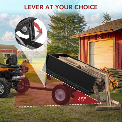 YITAMOTOR 500lbs Heavy Duty ATV Trailer Steel Dump Cart, Tow Behind Utility Dump Trailer with Removable Sides for Riding Lawn Mower Tractor, Black Utility Dump Trailer for Garden & Yard Work