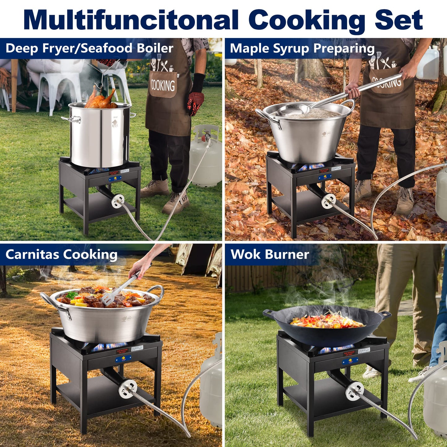 ARC Single Burner Propane Stove, 200,000BTU Cast Iron High Pressure Outdoor Propane Burner Cooker,16.5"Heavy Duty Square Stove, Great For Outdoor Cooking Turkey Fry,Seafood Boil,Homebrewing