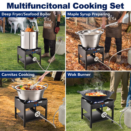 ARC Single Burner Propane Stove, 200,000BTU Cast Iron High Pressure Outdoor Propane Burner Cooker,16.5"Heavy Duty Square Stove, Great For Outdoor Cooking Turkey Fry,Seafood Boil,Homebrewing