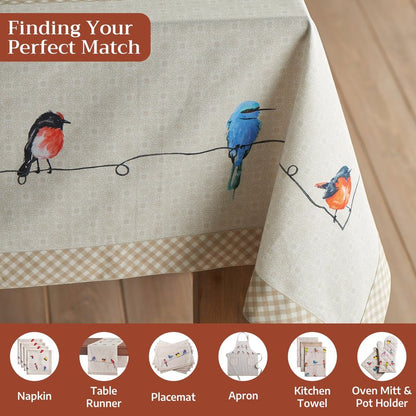 Maison d' Hermine Birdies On Wire 100% Cotton Tablecloth 54 - inch by 72 - inch.