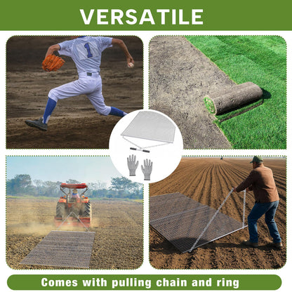 Otoolling Heavy Duty Drag Mat, Baseball Field Drag ATV/UTV Zinc Plated Field Surface Leveling Steel Mesh Infield Multi Surface Mat for Driveway Farm Garden Baseball Football(4'5'' X 5')