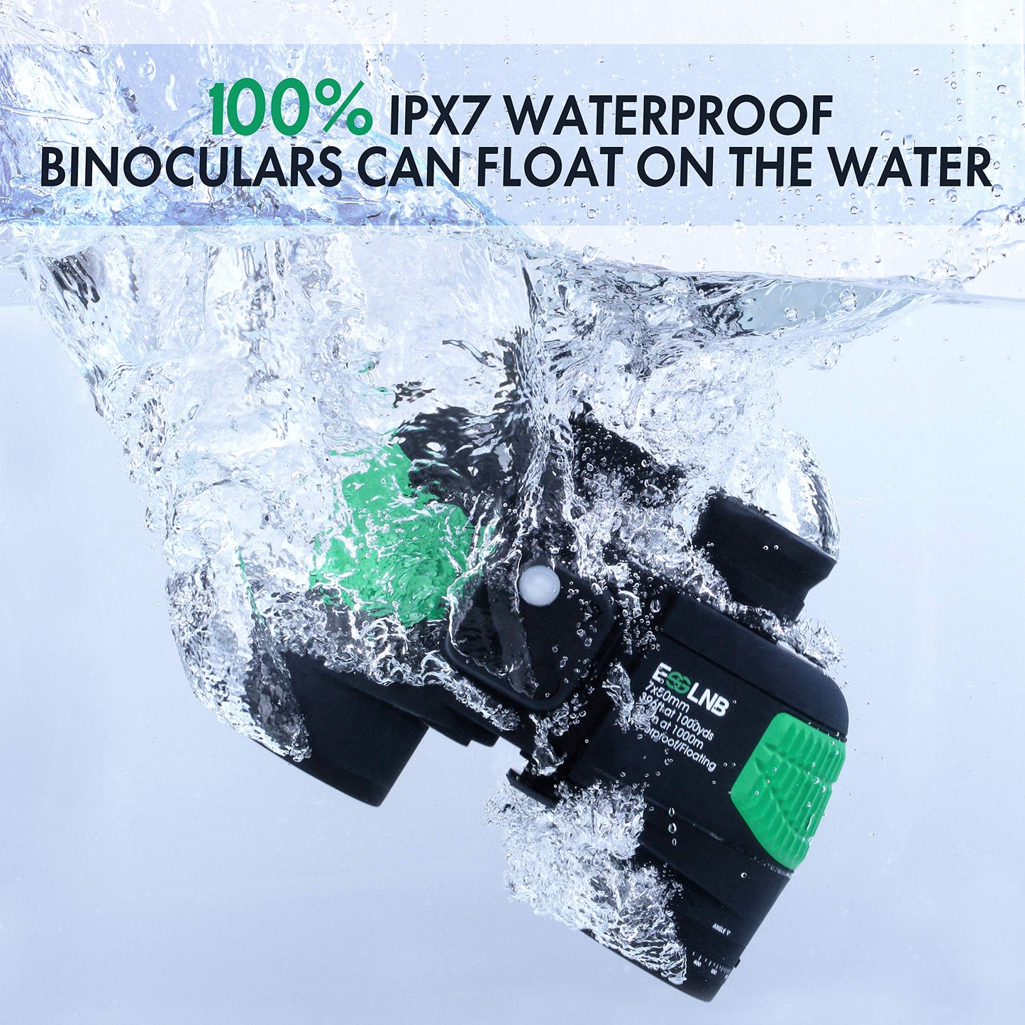 ESSLNB 7X50 Marine Binoculars IPX7 Waterproof Binoculars for Boating with Illuminated Rangefinder and Compass BAK4 Prism FMC Military Floating for Navigation Hunting w/Bag and Strap