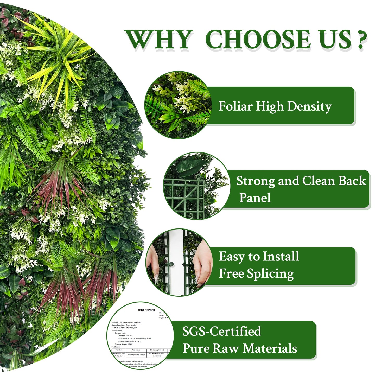 ODTORY Artificial Plant Wall Panels: 20"×20" 8P UV-Anti Faux Grass Wall Backdrop Boxwood Ivy Fence Privacy Screen Fake Greenery Leaf Hedge for Outdoor,Indoor,Garden,Backyard and Home Decor