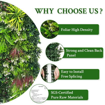 ODTORY Artificial Plant Wall Panels: 20"×20" 8P UV-Anti Faux Grass Wall Backdrop Boxwood Ivy Fence Privacy Screen Fake Greenery Leaf Hedge for Outdoor,Indoor,Garden,Backyard and Home Decor