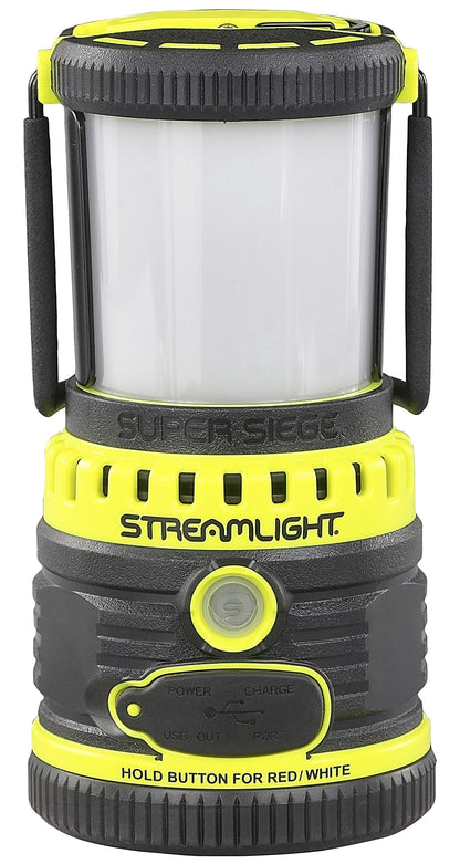 Streamlight 44945 Super Siege 1100-Lumen Rechargeable Outdoor Hand Lantern/Flashlight with 120-Volt AC Charger and Portable USB Charger, Yellow