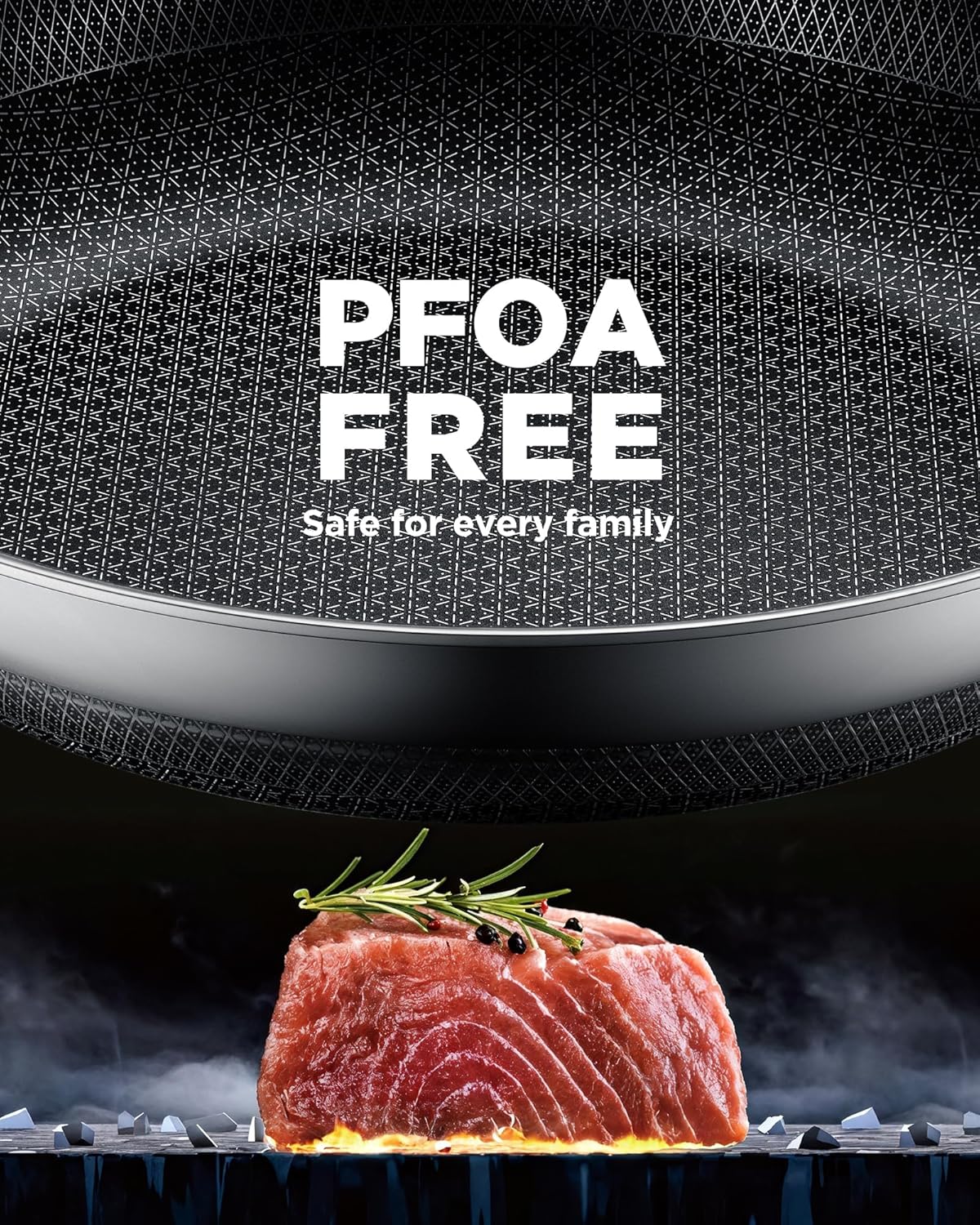 Skiennix Non-Stick Frying Pan - 12-Inch Hybrid Fajita Skillet with Lid | Dishwasher & Oven-Safe, PFOA Free