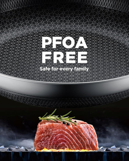 Skiennix Non-Stick Frying Pan - 12-Inch Hybrid Fajita Skillet with Lid | Dishwasher & Oven-Safe, PFOA Free