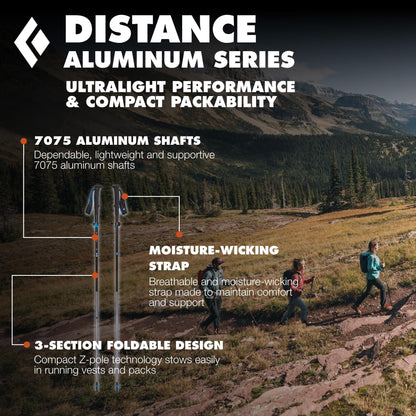BLACK DIAMOND Distance FLZ Trekking Poles (Pair) | Aluminum Adjustable Z-Pole Design | FlickLock | Lightweight Poles for Hiking & Trail Running | Pewter | 125 cm