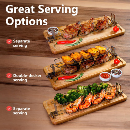 GRILL JUMBO - Set of Grate Basket Adjustable Meshes for Grilling for Charcoal, Gas Grill, Tandoor BBQ, Smoker for Home, Outdoor, Restaurant (Stainless steel, Grill Jumbo Basic)