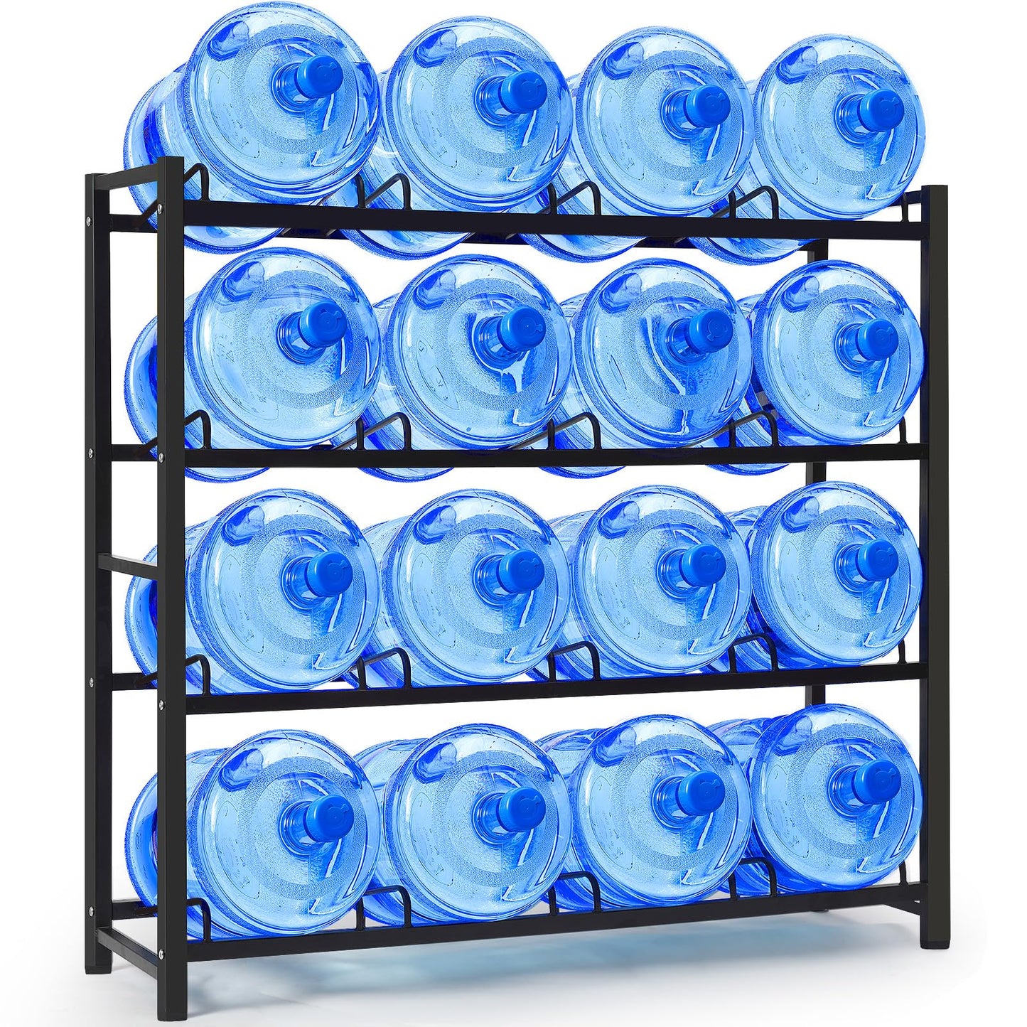 jolybebe 5 Gallon Water Bottle Holder, 5 Gallon Water Jug Stand, 5 Gallon Water Bottle Storage Rack for 6/8 Bottles, Water Jug Organizer for Home Office, garage,Sturdy and Durable (16-slots, Black)