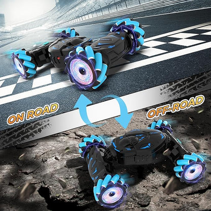 Gesture Sensing RC Stunt Car Toys for Boys 6-8 Gifts for Boys 6 7 8 9 10 11 12 Birthday Gifts for Boys Remote Control Car for Boys 8-12 360° Rotate 4WD Off-Road with Lights Music Spray