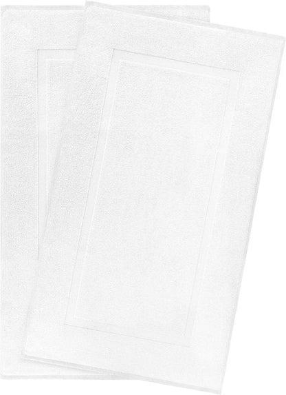 Cotton Paradise 100% Cotton Bath Mats - Soft, Absorbent & Quick-Dry | Set of 2, 20x34 Inches, White