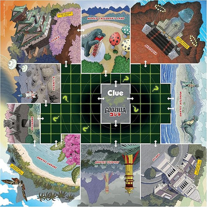 CLUE: Godzilla Board Game Solve Who Kidnapped Minilla Identify Which Kaiju &amp Villain Group are Behind It Explore Iconic Like Monster Island &amp Tokyo Official TOHO Co. Merchandise &amp Coll