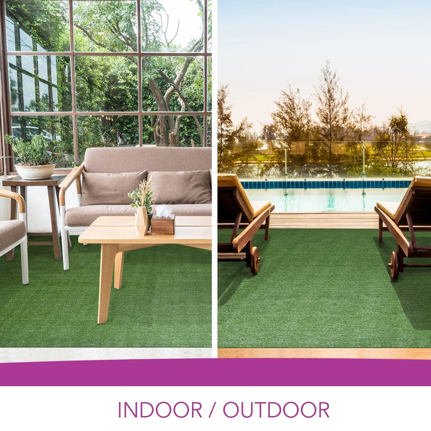 iCustomRug Synthetic Grass Rug – 12 x 15ft Lawn Green Turf Carpet for Patios, Yards, Boats, Camping – Indoor/Outdoor Use
