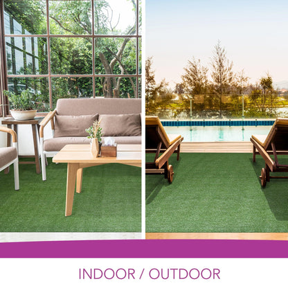 iCustomRug Synthetic Grass Rug – 12 x 15ft Lawn Green Turf Carpet for Patios, Yards, Boats, Camping – Indoor/Outdoor Use