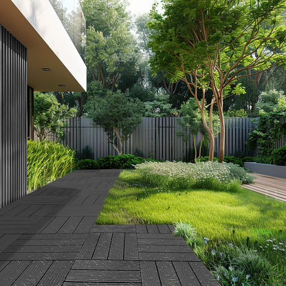 VEVOR 54 sq. ft Plastic Interlocking Deck Tiles, 54 Pack,12"x12" Waterproof Non-Slip Outdoor Flooring All Weather Use, Patio Floor Decking Tiles for Porch Poolside Balcony Backyard, Dark Grey