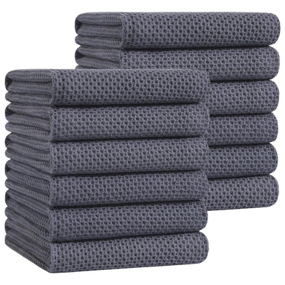 Homaxy 100% Cotton Waffle Weave Kitchen Dish Towels, Ultra Soft Absorbent Quick Drying Cleaning Towel, 20x28 Inches, 12-Pack, Dark Grey
